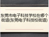 东莞市电子科技学校在哪个街道(东莞电子科技校街道)