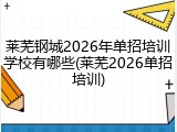 莱芜钢城2026年单招培训学校有哪些(莱芜2026单招培训)