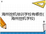 海州挖机培训学校有哪些(海州挖机学校)