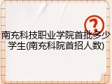 南充科技职业学院首批多少学生(南充科院首招人数)