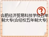 合肥经济贸易科技学校五年制大专(合经校五年制大专)