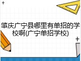 肇庆广宁县哪里有单招的学校啊(广宁单招学校)
