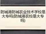 防城港防城农业技术学校是大专吗(防城港农校是大专吗)