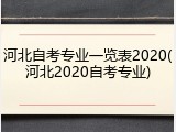 河北自考专业一览表2020(河北2020自考专业)