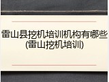 雷山县挖机培训机构有哪些(雷山挖机培训)