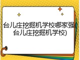台儿庄挖掘机学校哪家强(台儿庄挖掘机学校)