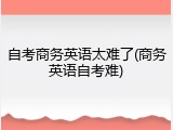 自考商务英语太难了(商务英语自考难)