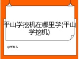平山学挖机在哪里学(平山学挖机)