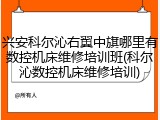 兴安科尔沁右翼中旗哪里有数控机床维修培训班(科尔沁数控机床维修培训)