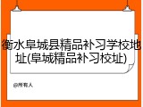 衡水阜城县精品补习学校地址(阜城精品补习校址)