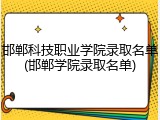 邯郸科技职业学院录取名单(邯郸学院录取名单)