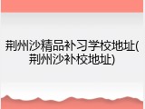 荆州沙精品补习学校地址(荆州沙补校地址)