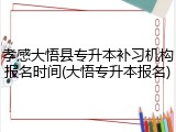 孝感大悟县专升本补习机构报名时间(大悟专升本报名)