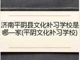 济南平阴县文化补习学校是哪一家(平阴文化补习学校)