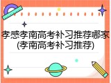 孝感孝南高考补习推荐哪家(孝南高考补习推荐)