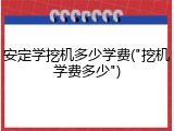 安定学挖机多少学费("挖机学费多少")