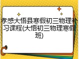 孝感大悟县寒假初三物理补习课程(大悟初三物理寒假班)