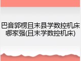 巴音郭楞且末县学数控机床哪家强(且末学数控机床)