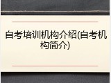 自考培训机构介绍(自考机构简介)