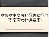 孝感孝南高考补习收费标准(孝南高考补课费用)