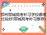 鄂州鄂城高考补习学校哪家比较好(鄂城高考补习推荐)