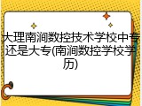 大理南涧数控技术学校中专还是大专(南涧数控学校学历)