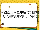 阿勒泰青河县单招培训比较好的机构(青河单招培训)