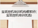 宝坻挖机培训机构哪家好(宝坻挖机培训优选)
