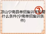 凉山宁南县单招集训学校要什么条件(宁南单招集训条件)