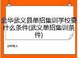 金华武义县单招集训学校要什么条件(武义单招集训条件)