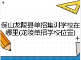 保山龙陵县单招集训学校在哪里(龙陵单招学校位置)