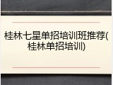 桂林七星单招培训班推荐(桂林单招培训)