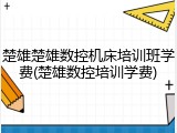 楚雄楚雄数控机床培训班学费(楚雄数控培训学费)