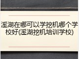 溪湖在哪可以学挖机哪个学校好(溪湖挖机培训学校)