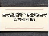 自考能报两个专业吗(自考双专业可报)