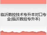 临沂数控技术专升本对口专业(临沂数控专升本)