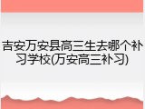 吉安万安县高三生去哪个补习学校(万安高三补习)