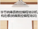 毕节纳雍县数控编程培训机构在哪(纳雍数控编程培训)