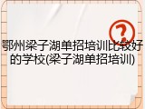 鄂州梁子湖单招培训比较好的学校(梁子湖单招培训)