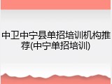 中卫中宁县单招培训机构推荐(中宁单招培训)
