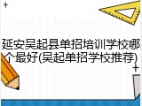延安吴起县单招培训学校哪个最好(吴起单招学校推荐)