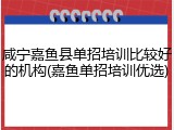 咸宁嘉鱼县单招培训比较好的机构(嘉鱼单招培训优选)
