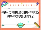 佛坪县挖机培训机构排名(佛坪挖机培训排行)