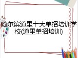 哈尔滨道里十大单招培训学校(道里单招培训)