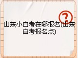 山东小自考在哪报名(山东自考报名点)