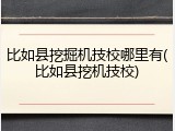 比如县挖掘机技校哪里有(比如县挖机技校)