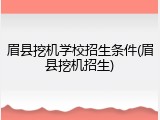 眉县挖机学校招生条件(眉县挖机招生)