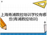 上海青浦数控培训学校有哪些(青浦数控培训)