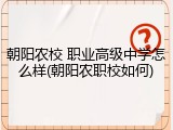 朝阳农校 职业高级中学怎么样(朝阳农职校如何)