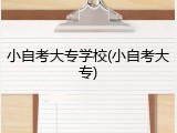 小自考大专学校(小自考大专)
